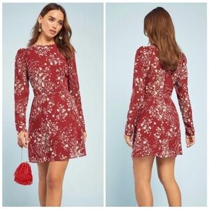 Reformation Mini Floral Red Dress